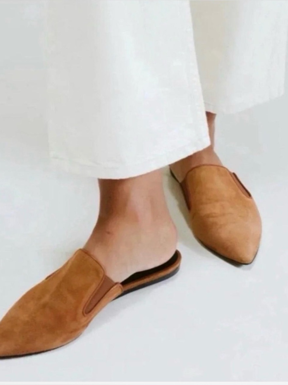 JENNI KAYNE MULE SHOES POINTY SUEDE saddle BROWN - Picture 6 of 6